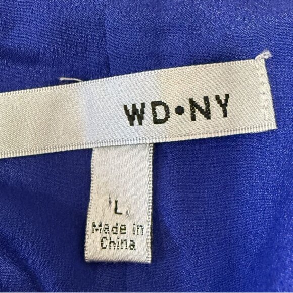 WD.NY Womens L Blue Floral Ruffle Asymmetrical Hem Sleeveless Dress Tropical - Picture 5 of 7